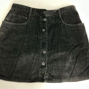 Women's Black Corduroy Button-Front Mini Skirt